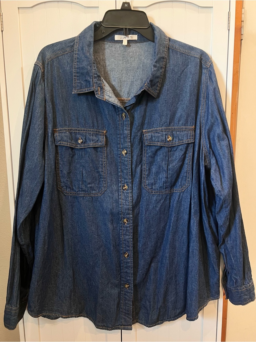 Relaxed Indigo Denim Button-Down Shirt - Blue